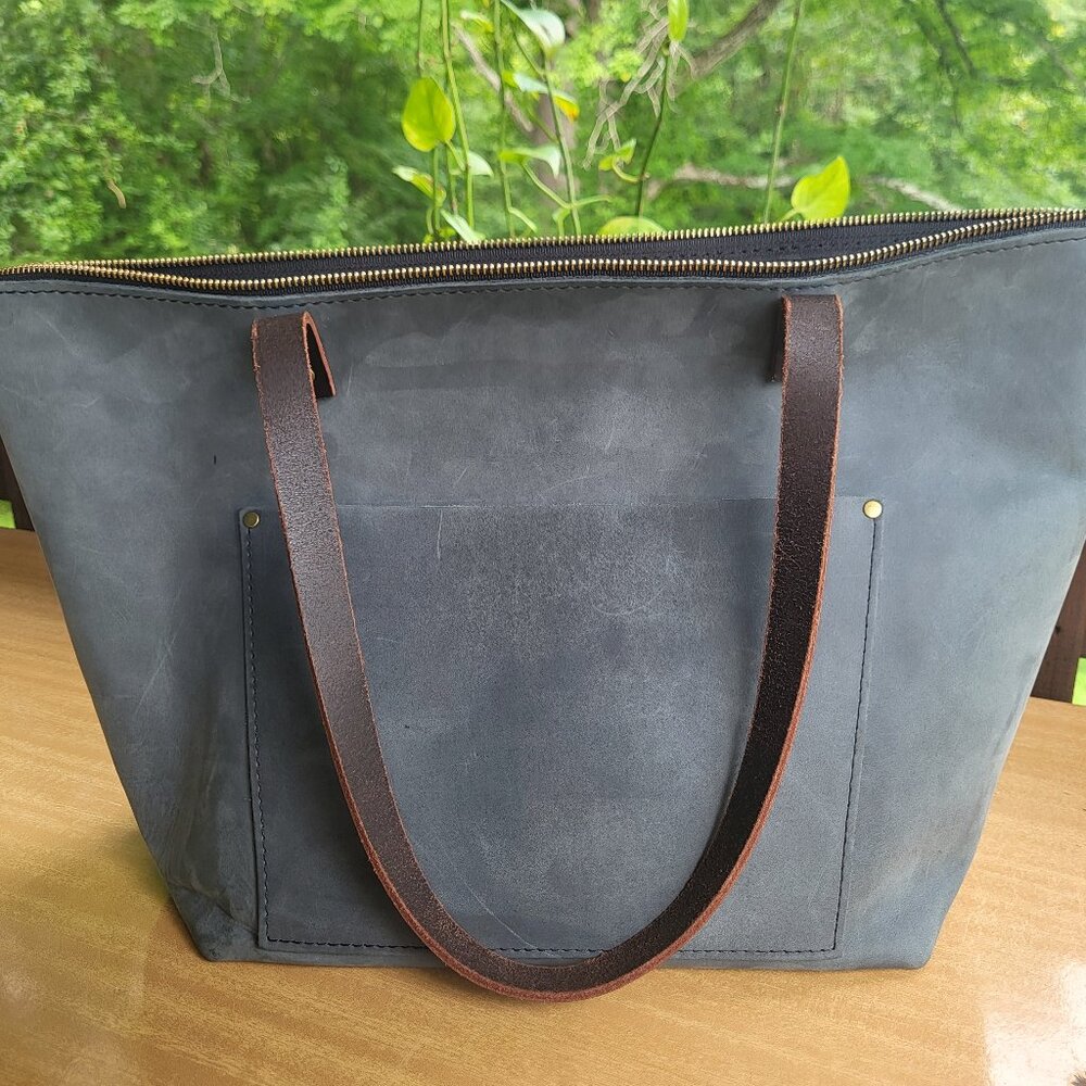 Portland Leather Large Tote - Storm